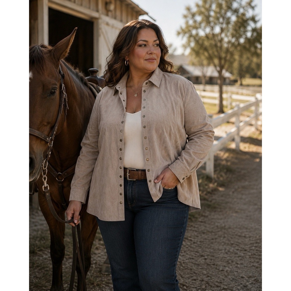 Cato Woman 22/24W 3-in-1‎ Faux Suede Jacket Western Equestrian Plus Size